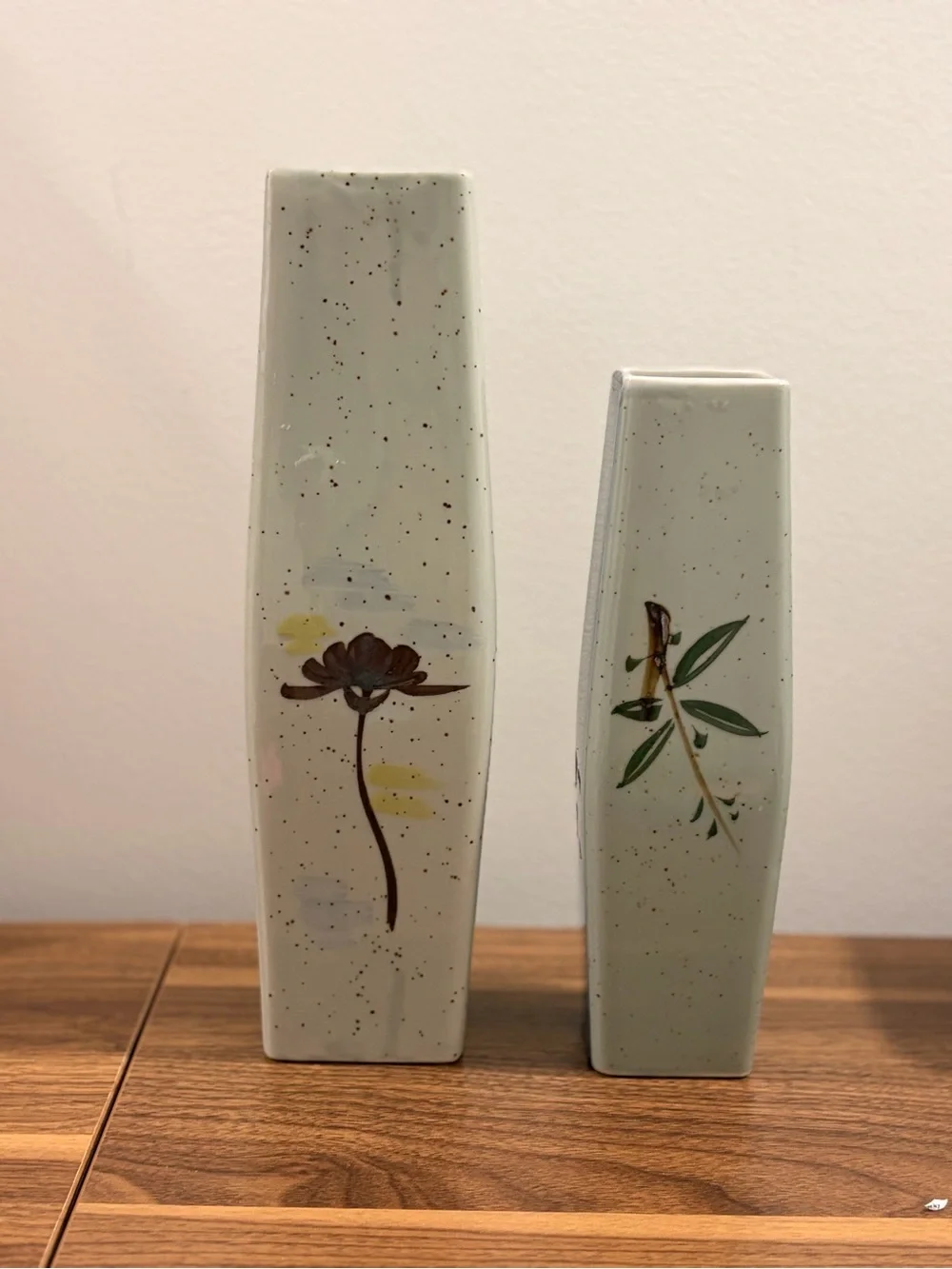Ceramic Floral Motif Bud Vase - Cream